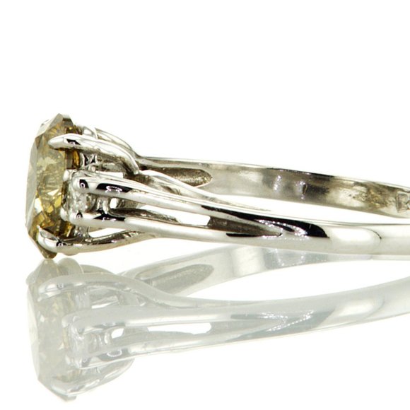 Three-Stone Diamond Engagement Ring Fancy Brown Oval 14K White Gold 1.17 TCW - Picture 6 of 9